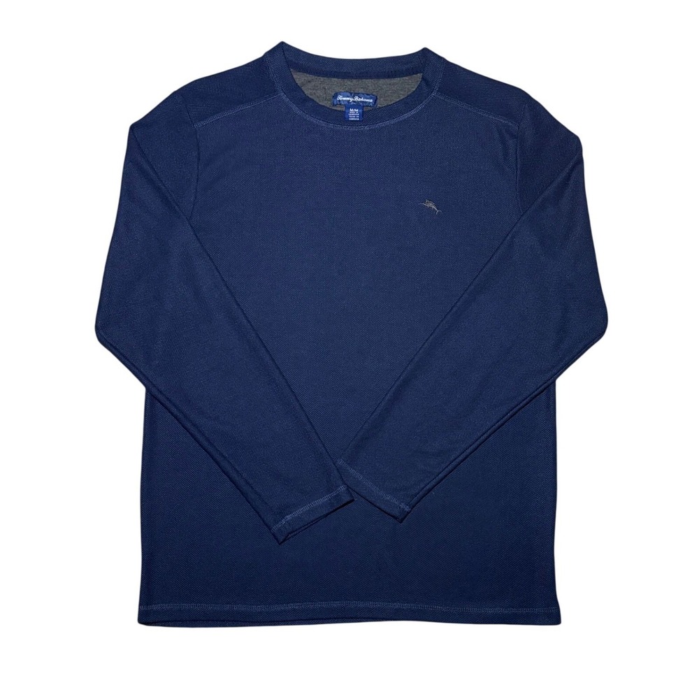 Tommy Bahama Lightweight Pullover Top Navy Blue Long Sleeve Mens Size Medium